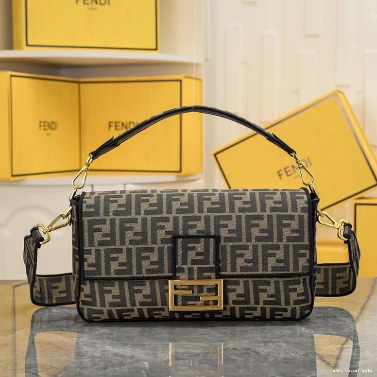 Cheap Large Fendi Baguette FF In Bag Fabric Motif Brown 0803